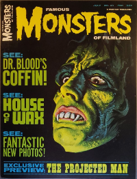 Famous Monsters of Filmland #45 cover painting of THE PROJECTED MAN by Ron Cobb