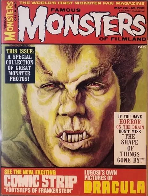 Famous Monsters of Filmland #49 cover painting of Henry Hull as the WEREWOLF OF LONDON by Ron Cobb