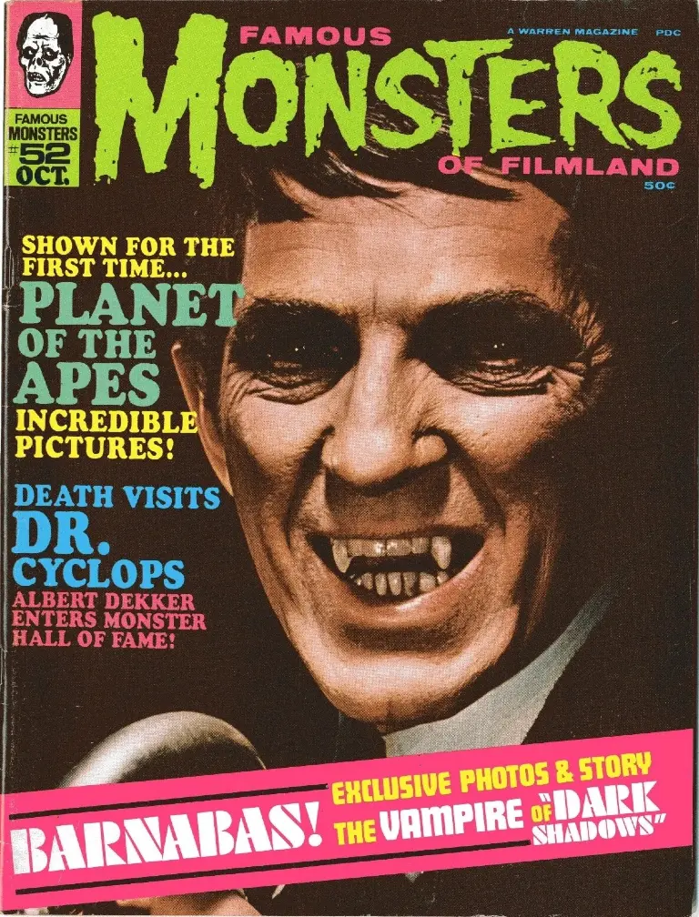 Famous Monsters of Filmland #52 cover photo of Jonathan Frid as Barnabas Collins from DARK SHADOWS