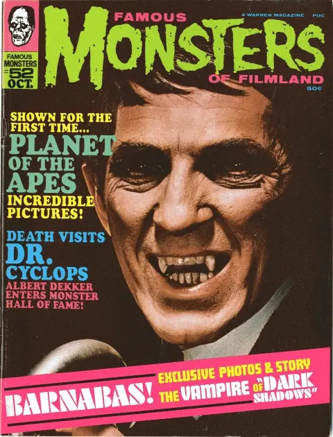 Famous Monsters of Filmland #52 cover photo of Jonathan Frid as Barnabas Collins from DARK SHADOWS