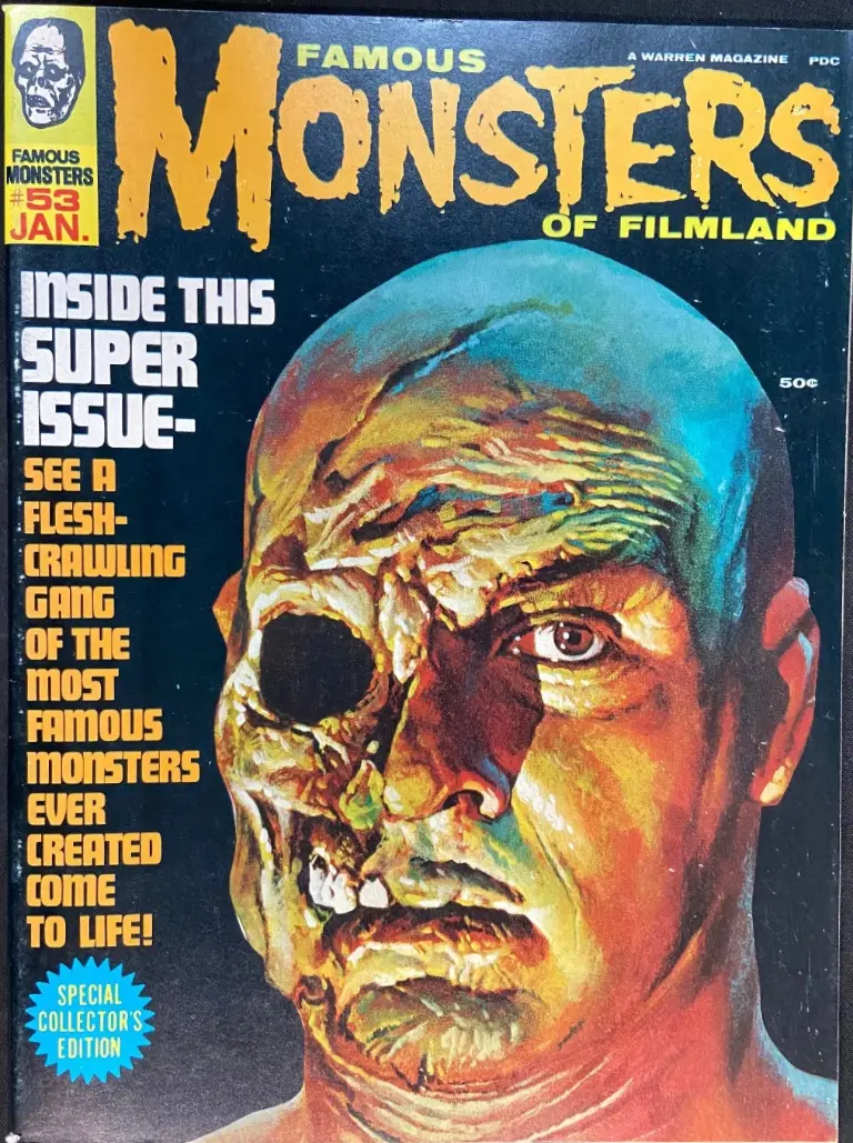 Famous Monsters of Filmland #53 cover painting of THE AMAZING COLOSSAL MAN by Basil Gogos