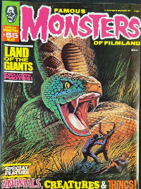 Famous Monsters of Filmland #55 cover uncredited painting of snake attacking people from LAND OF THE GIANTS