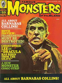 Famous Monsters of Filmland #59 cover painting of Jonathan Frid as Barnabas Collins from DARK SHADOWS by Basil Gogos