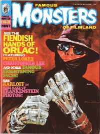 Famous Monsters of Filmland #63 cover painting of Peter Lorre from THE HANDS OF ORLAC by Basil Gogos
