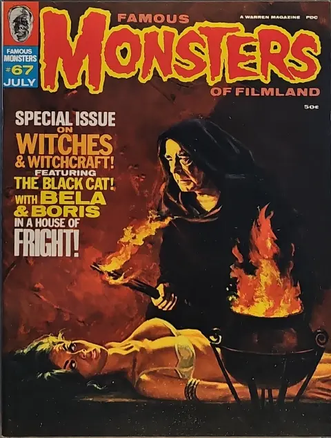 Famous Monsters of Filmland #67 cover painting of Lon Chaney Jr. from WITCHCRAFT by Vic Prezio