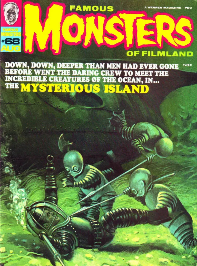 Famous Monsters of Filmland #68 cover painting from MYSTERIOUS ISLAND by Vic Prezio