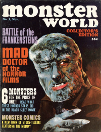 Famous Monsters of Filmland #70 / Monster World #1 cover painting of Chaney as THE WOLF MAN by unknown artist