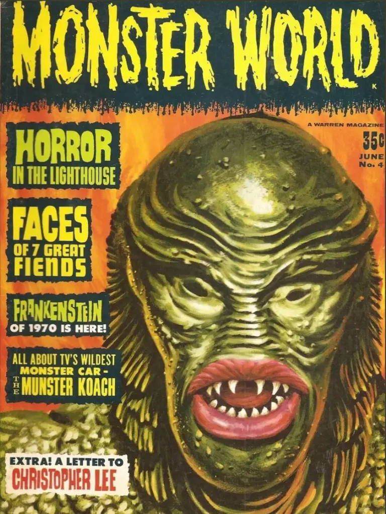 Famous Monsters of Filmland #73 / Monster World #4 cover painting of THE CREATURE FROM THE BLACK LAGOON by Vic Prezio