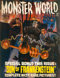 Famous Monsters of Filmland #76 / Monster World #7 cover painting of scene from SON OF FRANKENSTEIN by Gary Morrow