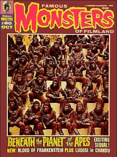 Famous Monsters of Filmland #80 cover color photo of gorillas from BENEATH THE PLANET OF THE APES