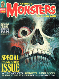 Famous Monsters of Filmland #93 October 1972 cover painting of skull art from Tales from the Crypt by Luis Dominguez featuring horror themes